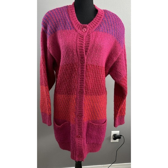 Vintage Together! Womens Wool Mohair Blend Cardigan Chunky Knit Sweater Sz M - Picture 1 of 5
